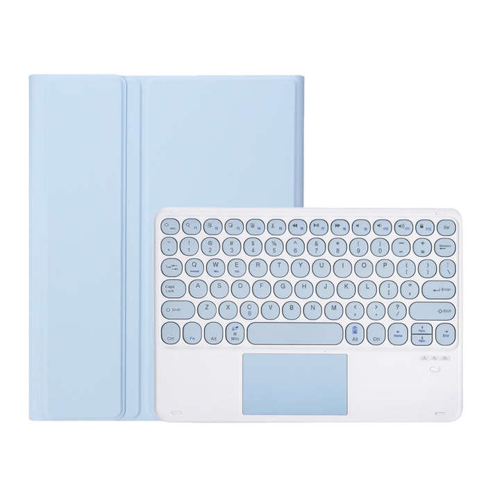 YA610B-A Candy Color Skin Feel Texture Round Keycap Bluetooth Keyboard Leather Case with Touchpad...
