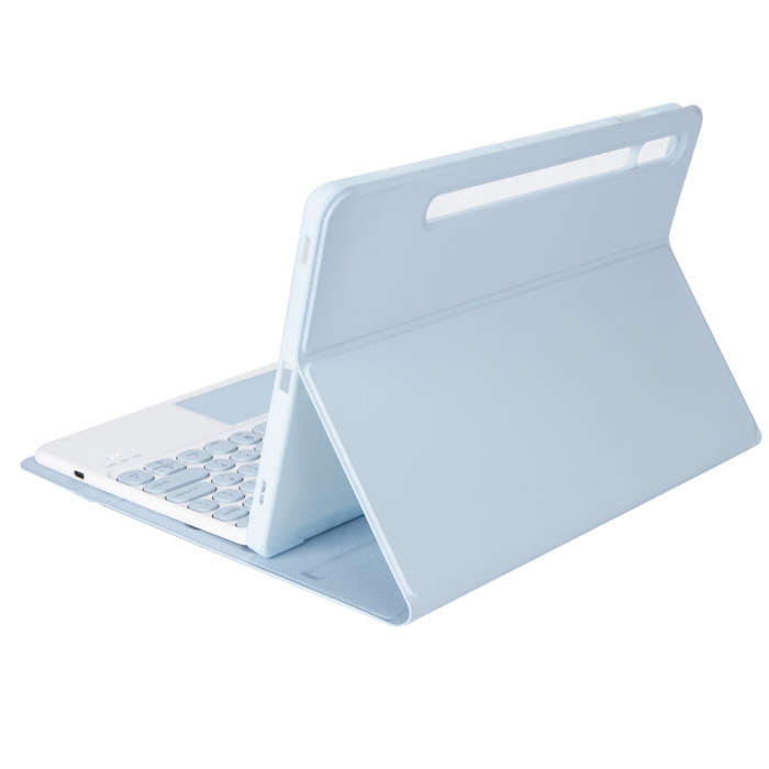 YA610B-A Candy Color Skin Feel Texture Round Keycap Bluetooth Keyboard Leather Case with Touchpad...