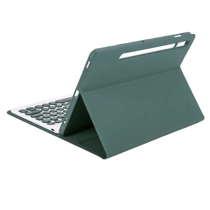 YA08B Candy Color Skin Feel Texture Round Keycap Bluetooth Keyboard Leather Case For Samsung Gala...