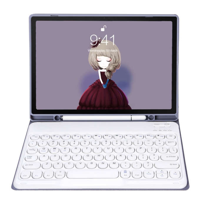 YA08B Candy Color Skin Feel Texture Round Keycap Bluetooth Keyboard Leather Case For Samsung Gala...