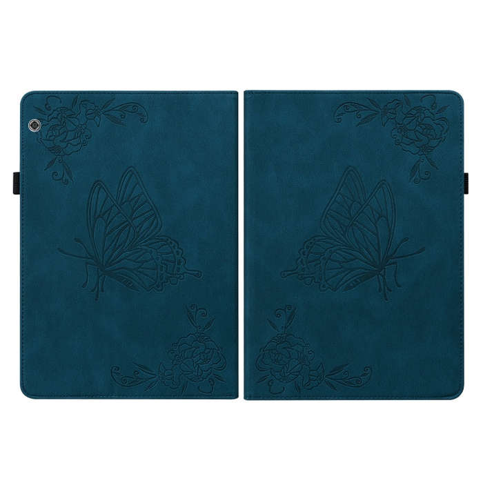 For Huawei MediaPad T5 Butterfly Flower Embossed Leather Tablet Case(Blue)