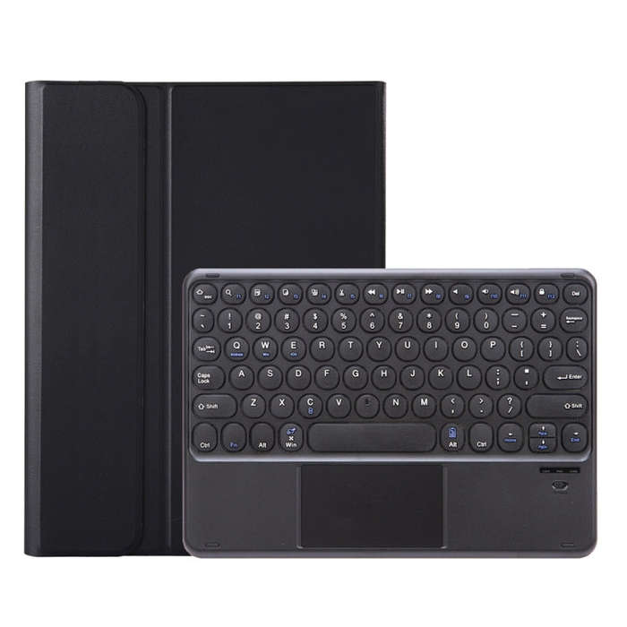 YA610B-A  Lambskin Texture Voltage Round Keycap Bluetooth Keyboard Leather Case with Touchpad For...