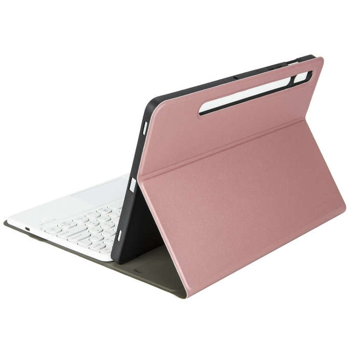 YA610B-A  Lambskin Texture Voltage Round Keycap Bluetooth Keyboard Leather Case with Touchpad For...