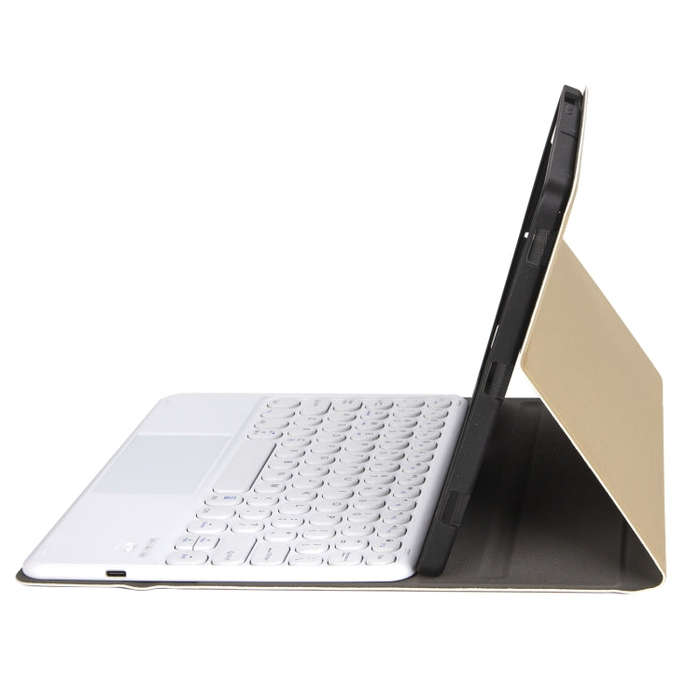 YA08B-A  Lambskin Texture Voltage Round Keycap Bluetooth Keyboard Leather Case with Touchpad For ...