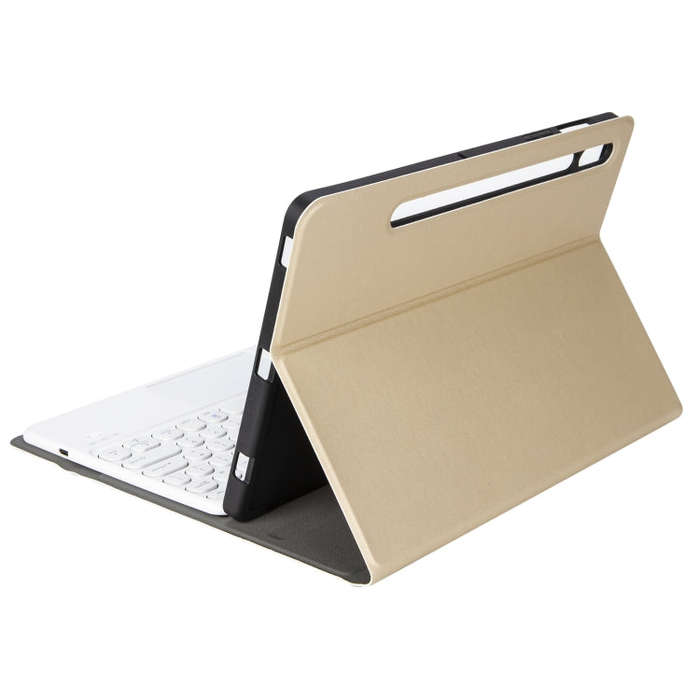 YA08B-A  Lambskin Texture Voltage Round Keycap Bluetooth Keyboard Leather Case with Touchpad For ...