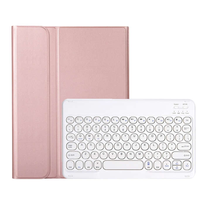 YA700B Lambskin Texture Voltage Round Keycap Bluetooth Keyboard Leather Case For Samsung Galaxy T...