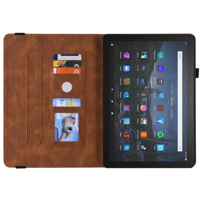 For Amazon Kindle Fire HD 10 2021 / 10 Plus 2021 Butterfly Flower Embossed Leather Tablet Case(Br...