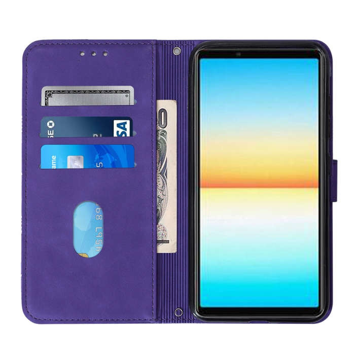 For Sony Xperia 10 IV Crossbody 3D Embossed Flip Leather Phone Case(Purple)
