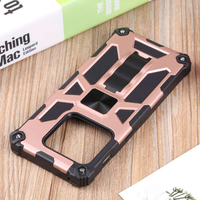 For OnePlus 10 Pro Shockproof TPU + PC Magnetic Protective Phone Case with Holder(Rose Gold)