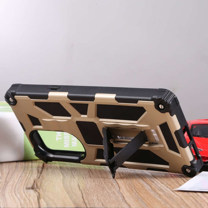 For Motorola Edge 30 Pro Shockproof TPU + PC Magnetic Protective Phone Case with Holder(Gold)