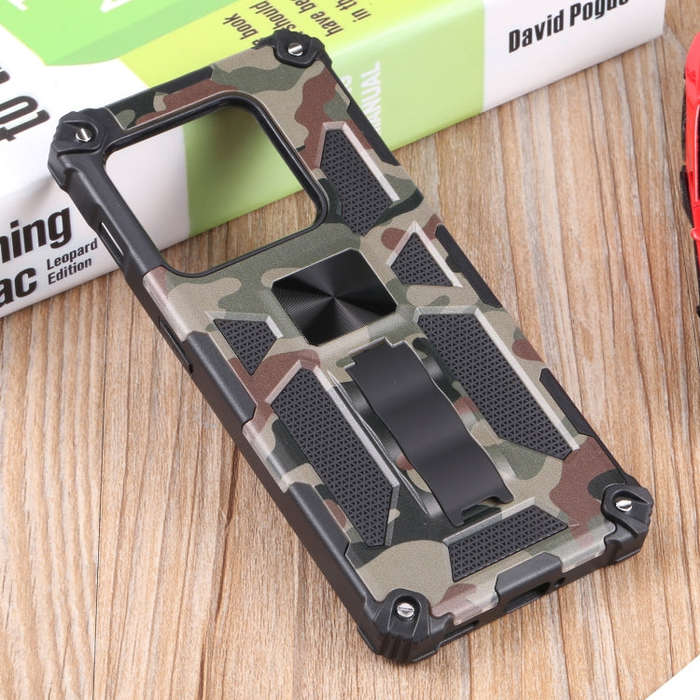 For OnePlus 10 Pro Camouflage Armor Shockproof TPU + PC Magnetic Protective Phone Case with Holde...