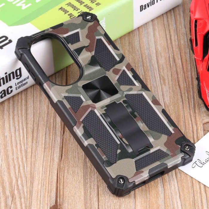 For Motorola Edge 30 Pro Camouflage Armor Shockproof TPU + PC Magnetic Protective Phone Case with...