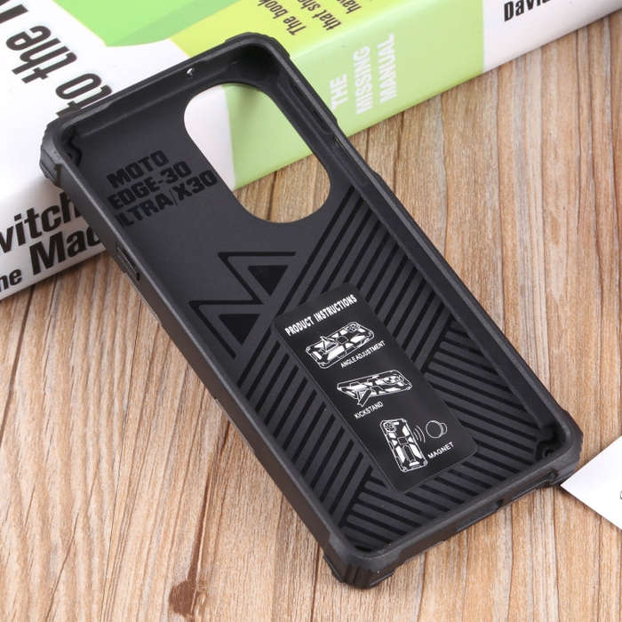 For Motorola Edge 30 Pro Camouflage Armor Shockproof TPU + PC Magnetic Protective Phone Case with...