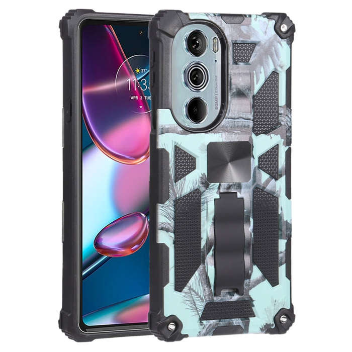 For Motorola Edge 30 Pro Camouflage Armor Shockproof TPU + PC Magnetic Protective Phone Case with...