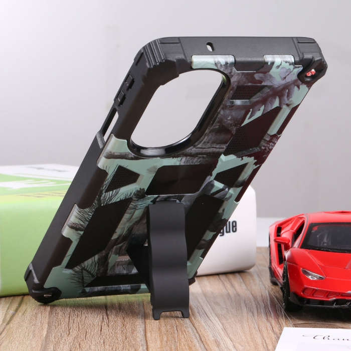 For Motorola Edge 30 Pro Camouflage Armor Shockproof TPU + PC Magnetic Protective Phone Case with...
