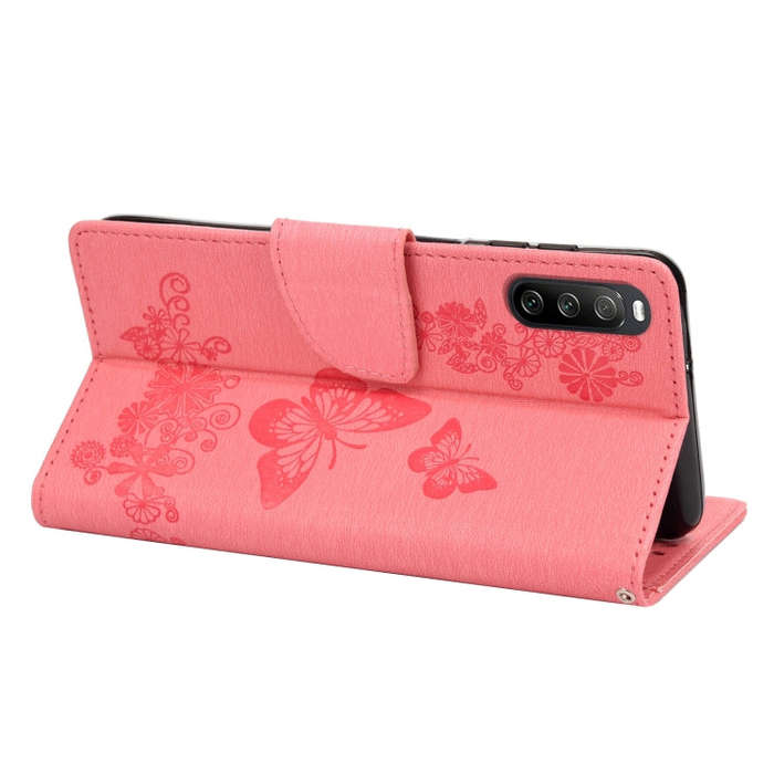 For Sony Xperia 10 IV Butterfly Embossed Horizontal Flip Leather Phone Case(Pink)
