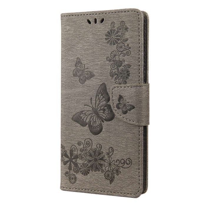 For Sony Xperia 10 IV Butterfly Embossed Horizontal Flip Leather Phone Case(Grey)