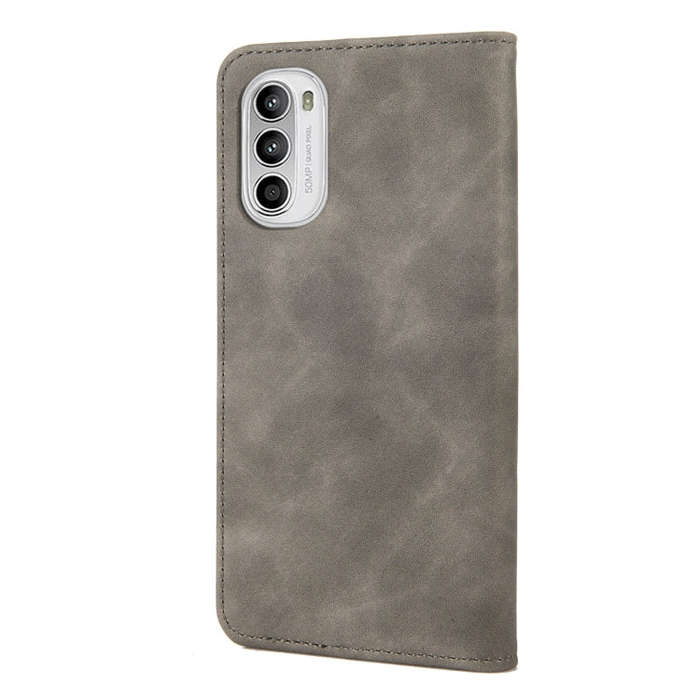 For Motorola Moto G52 Skin Feel Splicing Leather Phone Case(Grey)