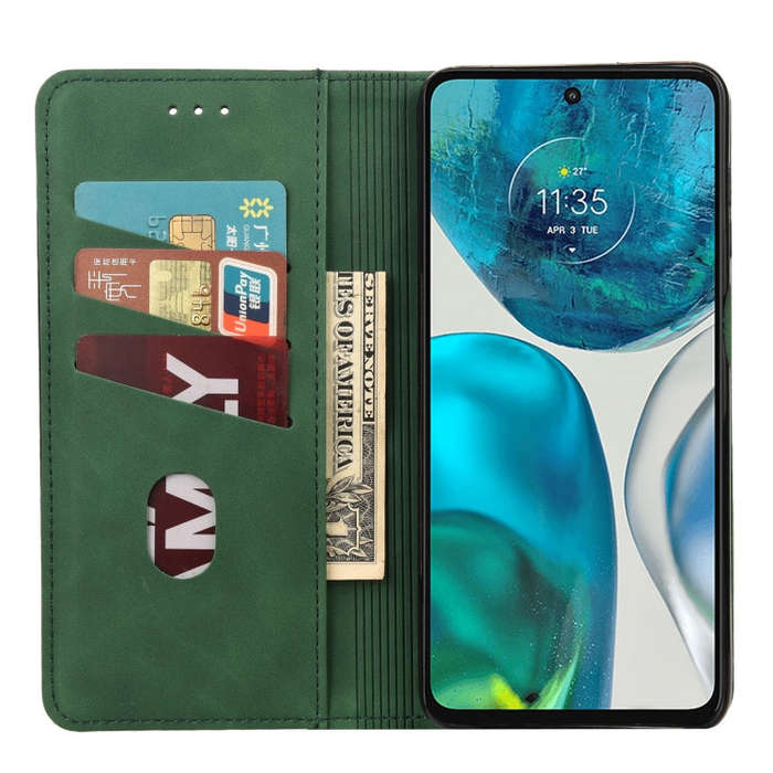 For Motorola Moto G52 Skin Feel Splicing Leather Phone Case(Green)