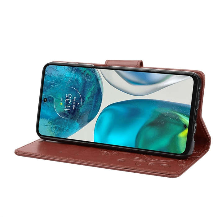 For Motorola Moto G52 Embossed Butterfly Pattern Flip Leather Phone Case(Brown)