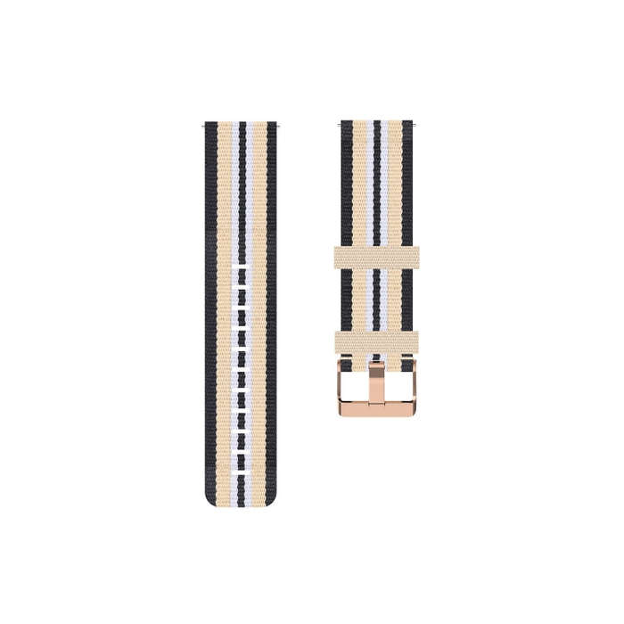 For FITBIT Versa Canvas Watch Band(Black Beige)