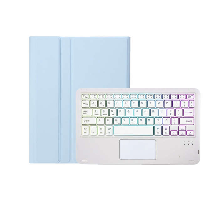 T102B-AS Skin Feel Pen Slot Touch Pad Backlight Bluetooth Keyboard Leather Tablet Case For iPad 1...