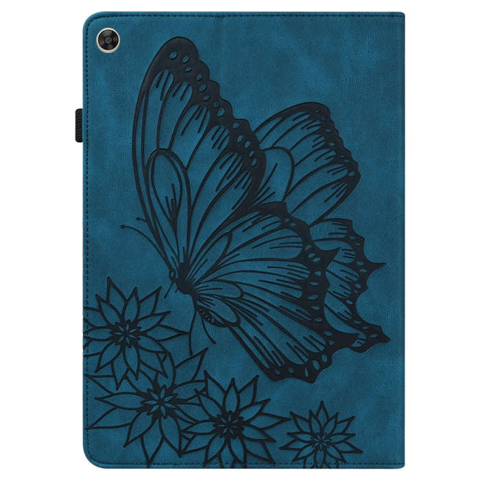 For Huawei MatePad T 10s Big Butterfly Embossed Leather Tablet Case(Blue)