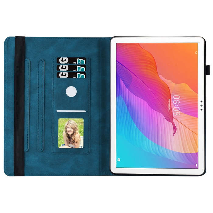 For Huawei MatePad T 10s Big Butterfly Embossed Leather Tablet Case(Blue)
