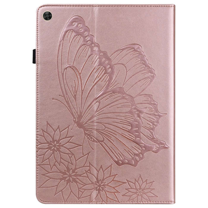 For Huawei MatePad T 10s Big Butterfly Embossed Leather Tablet Case(Rose Gold)