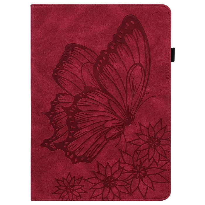 For Huawei MatePad T 10s Big Butterfly Embossed Leather Tablet Case(Red)