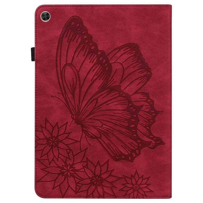 For Huawei MatePad T 10s Big Butterfly Embossed Leather Tablet Case(Red)