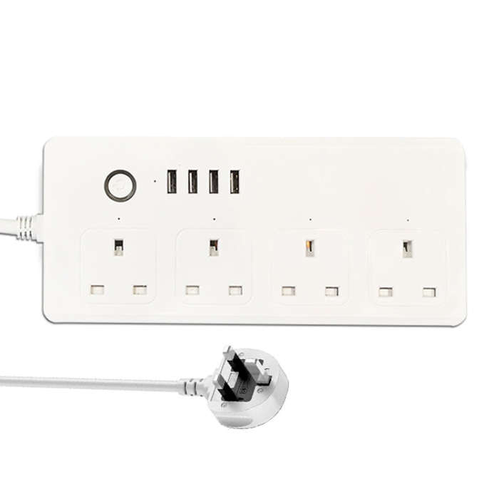ZigBee 13A SM-SO301-K 4 Holes + 4 USB Multi-purpose Smart Power Strip, UK Plug