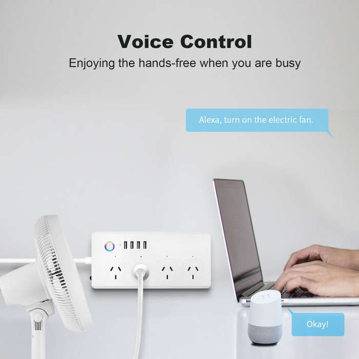 ZigBee 10A SM-SO301-A 4 Holes + 4 USB 2000W Multi-purpose Smart Power Strip, AU Plug