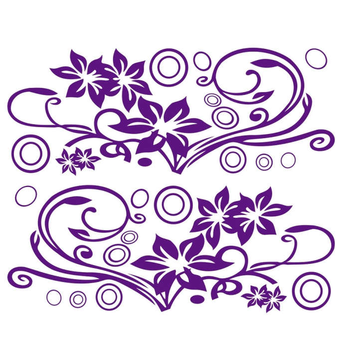 2 PCS/Set D-75 Flower Vine Pattern Car Modified Decorative Sticker(Purple)