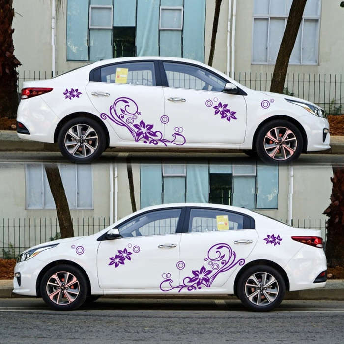 2 PCS/Set D-75 Flower Vine Pattern Car Modified Decorative Sticker(Purple)