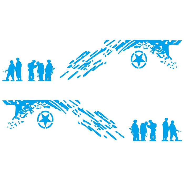 2 PCS/Set D-123 Soldiers Pattern Car Modified Decorative Sticker(Blue)