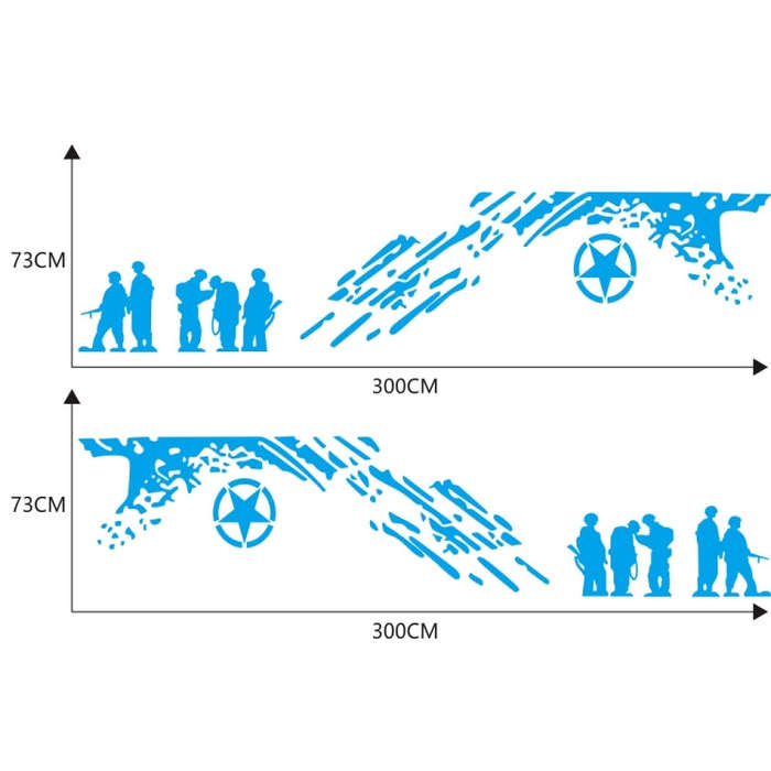 2 PCS/Set D-123 Soldiers Pattern Car Modified Decorative Sticker(Blue)