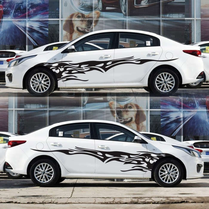 2 PCS/Set D-144 Fire Element Pattern Car Modified Decorative Sticker(Black)