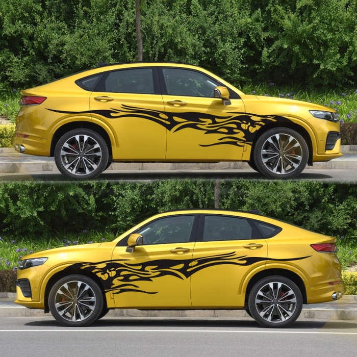 2 PCS/Set D-144 Fire Element Pattern Car Modified Decorative Sticker(Black)