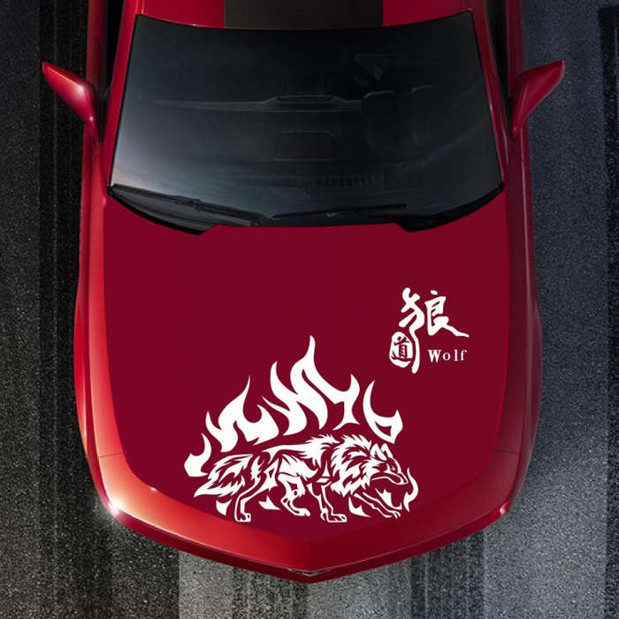 2 PCS/Set D-180 Wolf Totem Pattern Car Modified Decorative Sticker(White)