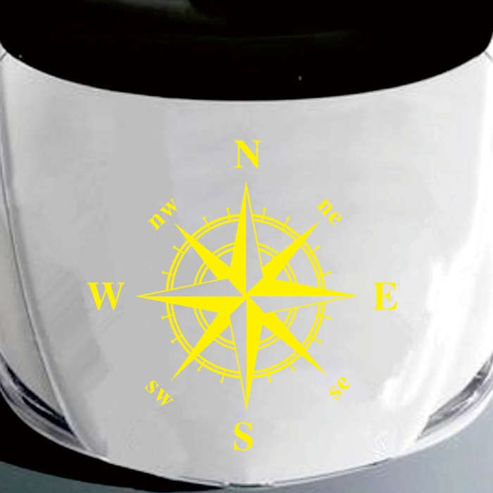 D-366 Compass Pattern Car Modified Decorative Sticker(Yellow)