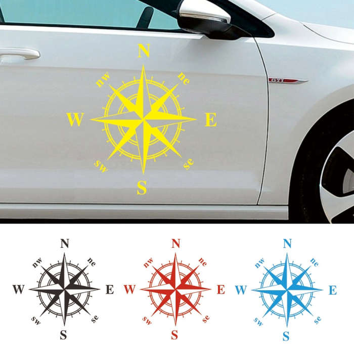 D-366 Compass Pattern Car Modified Decorative Sticker(Yellow)