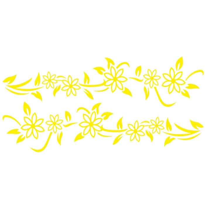 2 PCS/Set D-378 Flower Totem Pattern Car Modified Decorative Sticker(Yellow)