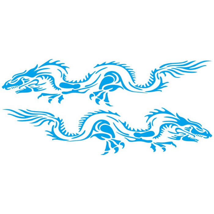 2 PCS/Set D-418 Dragon Totem Tribe Pattern Car Modified Decorative Sticker(Blue)