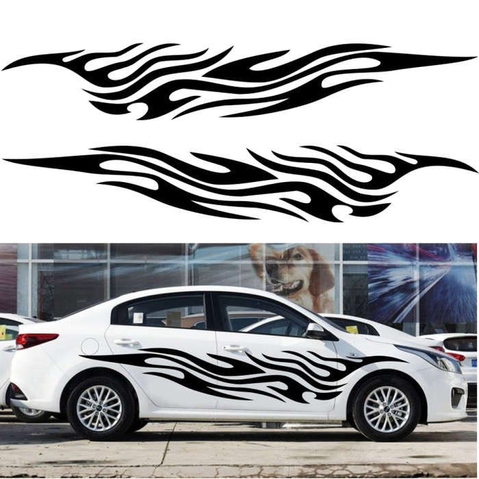 2 PCS/Set D-476 Fire Element Pattern Car Modified Decorative Sticker(Yellow)