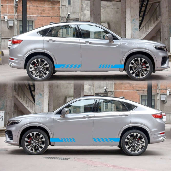 2 PCS/Set D-487 Stripe Pattern Car Modified Decorative Sticker(Blue)