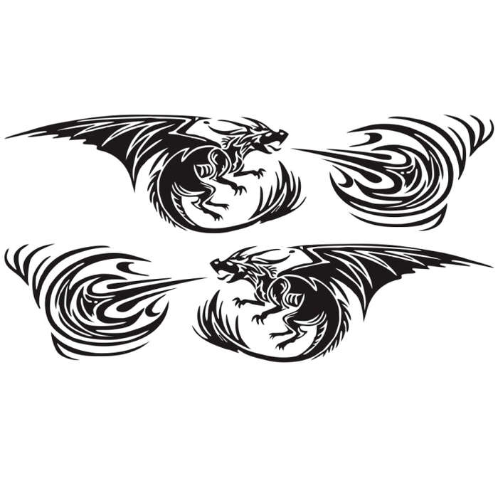 2 PCS/Set D-498 Pterosaur Spitfire Pattern Car Modified Decorative Sticker(Black)