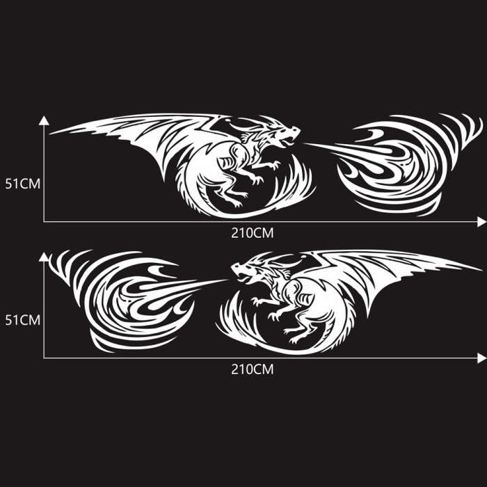 2 PCS/Set D-498 Pterosaur Spitfire Pattern Car Modified Decorative Sticker(White)
