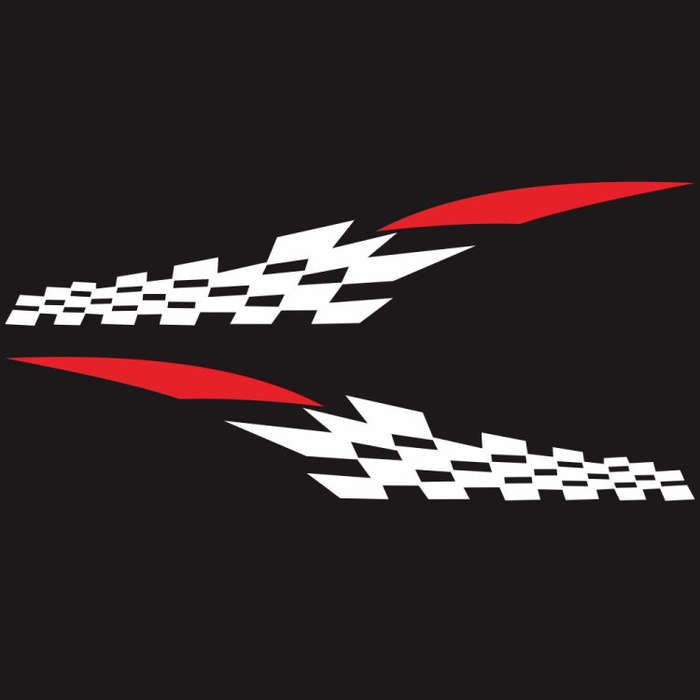 2 PCS/Set D-538 Checkered Totem Pattern Car Modified Decorative Sticker(White+Red)