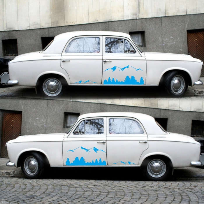 2 PCS/Set D-684 Mountain Totem Pattern Car Modified Decorative Sticker(Blue)